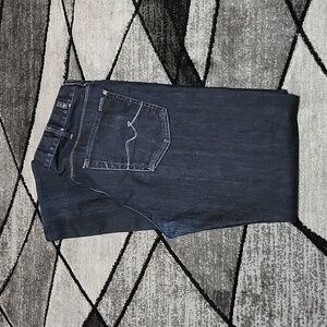 7 FOR ALL MANKIND SLIMMY DARK BLUE WASH EMBROIDERED DENIM JEAN